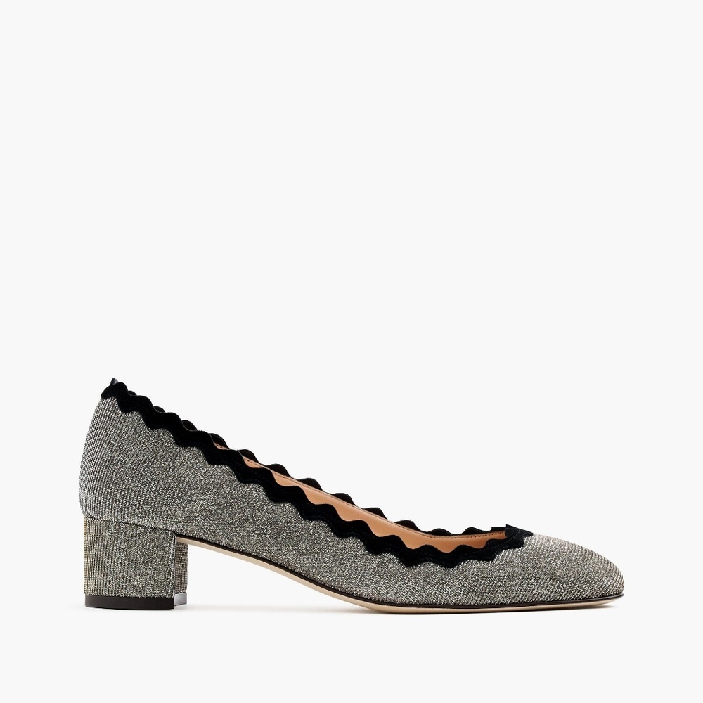 J. Crew Glitter Scalloped Heels